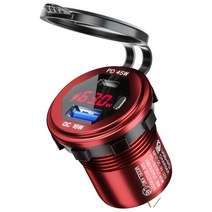 금속 45W USB CType C PD + 18W QC3.0 USB 빠른 자동차 충전기 전압/전원 디스플레이 SUV 오토바이 트럭, 12 Red-red light, 12 Red-red light