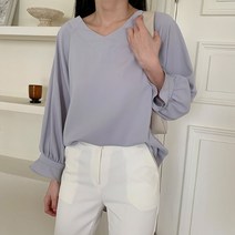 여성 간절기 러블리 나그랑 브이넥 손목셔링 블라우스