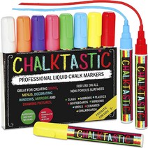 CHALKTASTIC 보드 마커 칠판 페인트 흰색 형광 8색 세트 수성 분필 방수 어린이 친화적 무독성 지울 수 있는, -개, 8 색상 팩