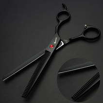 미용가위 블랙 4.5/5.5/6/6/5/7 인치 미용 살롱 스테인레스 스틸 헤어 가위 미용사 전문 도구, [17] 7 inch thin