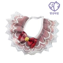 멍냥타임 체크 레이스 케이프 고양이 강아지 애견애묘 패션 케이프, 체크케이프파스텔레드M