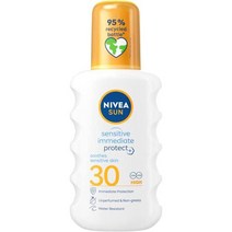 독일니베아 미국 영국 독일산 니베아크림 SUN 센스티브 Immediate 프로텍트 Spray SPF 30 200ml 선크림 자외선 차단 지수 방수 선스크린 스프레이, 단일수량