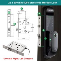목문도어락 Tuya와이파이 스마트 도어 잠금 장치 Ttlock 블루투스 생체 인식 지문 디지털 암호 앱 카드 키리스 엔트리 전자, 22x200mm 8 Languages+Tuya WiFi