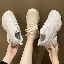 에스더 어글리 슈즈 키높이 신발 캐주얼 사계절 데일리 스니커즈 통굽 레이스업 끈 굽높은 여자 운동화 5cm