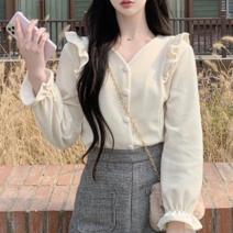 오너클랜 프릴 모던 블라우스 셔츠 데일리 여대생 포멀룩 세련