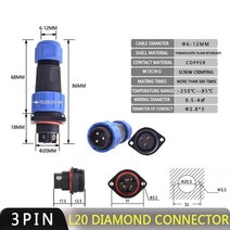 IP68 방수 커넥터 수 플러그 및 암 소켓 2/3/4 핀 패널 마운트 와이어 케이블 커넥터 항공 플러그, 한개옵션1, Diamond 3pin
