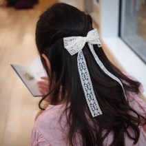 청순 레이스 엘렌 꼬리 리본핀 핸드메이드 집게핀 머리끈 자동삔
