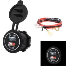 시거잭 주행충전기 차량용 파워뱅크 자동차 고속 충전기 QC 3.0 전원 어댑터 듀얼 USB 차량 DC 12 V-24 V, 01 WHITE