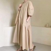 여자 오버핏원피스 여름 린넨 캐주얼 마 반팔 시원한 바캉스 롱 원피스