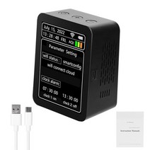 공기질측정기 이산화탄소 일산화탄소 가정용 미세먼지 VOC 파티클 측정기 tuya 155, 7 in 1 블랙