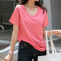 [나크21] (55~120) 슬럽 V넥 반팔 티셔츠 KO12-T-32