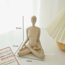 추상 미술 요가 캐릭터 북유럽 모던 돌조각상 석공예 조각품 조형물 장식 인형 마니어처 소품, 요가 소녀 - 십자형 자세