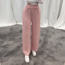 VANANA2 여성 찰랑찰랑 사선 핀턱 밴딩 롱 와이드 팬츠