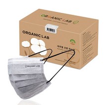 오가닉랩 내추럴 코튼 마스크 대형, 30개입, 1개, 그레이