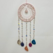 달 마노 드림 캐처 컬러 보석 거실 정원 장식 윈드 차임 내츄럴 7 차크라 벽 캐쳐 캐쳐, A-08