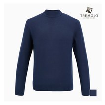 트레몰로 TREMOLO 블루 하프숏터틀넥 솔리드 니트__TRBBHWZ9146