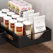 워버플 서랍식 슬라이딩 레일 선반 싱크대 싱크인 팬트리장 1단, 블랙