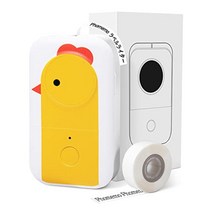 Phomemo D30 라벨 라이터 프린터 휴대용 초소형 지원 감열식 잉크없이 인쇄, 병아리 + 1롤 라벨지