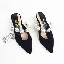 ZARA 자라 st 스타일 DTM 블랙 진주 장식 뮬레토 스틸레토 샌들
