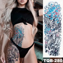 큰 팔 소매 문신 일본 전통 무사 방수 임시 Tatoo 스티커 토템 남성복 여장 봉황 Tatto 거리 패션, 14-TQB280