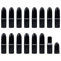 AUEAR 빈 립밤 립스틱 튜브 컨테이너 총알 모양 DIY (블랙 10팩), 15 Count (Pack of 1), Black