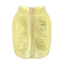 퍼니퍼플 강아지 반려동물 옷 파스텔 테디베어 후리스 조끼, 옐로우 L