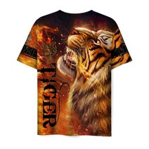 남성 레오파드 야생동물 호랑이 패턴 사파리 프린트 반팔 티셔츠 캐주얼 개성 남자 반팔티37