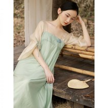 철릭 원피스 패턴 쉬폰 개량한복 생활한복 랩스커트 레이스 배색 여름 봄 A라인