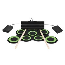 전자 드럼 패드 가정용 세트 롤업 연습 Midi 키트 내장 스피커 포함 페달 스틱 재생 시간 10, green