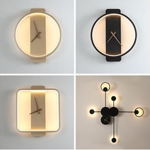 LED 야광 벽시계 무소음 조명 고급 아트월 양면 건전지, 6750사각형 골드