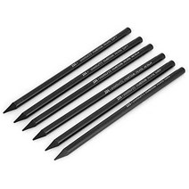 목탄 연필화 용목탄필 그래픽 펜슬 연필 목탄화 재그림 구미술 용품 색칠놀이 그림묘 와 극검정 소프트 미디엄 하드(6개 세트), 6개 세트, One Size