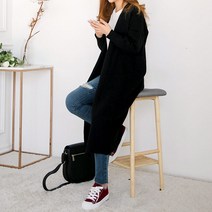 여성 데일리 베이직루즈핏 캐주얼 롱니트가디건_B3032