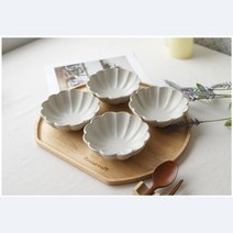 빈티지 세로꽃무늬패턴 국물요리접시 4세트 레트로식기 찬그릇, 소4P