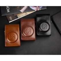 리코 GR3X GR3 GR2 전용 카메라 가죽 케이스 파우치, [GR LOGO] 다크브라운