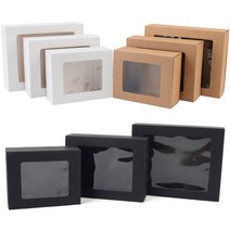 창문형 선물 상자 슬라이드 박스 투명창 크라프트 케이스 싸바리 단상자 쿠키 답례품 포장, 중 - 블랙, 기본