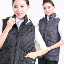 DRM02 겨울 후드 누빔 방한 조끼형 단체 앞치마, DRM02 검정S