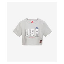카파 여성 헤리티지 레트로 LA84 USA 크롭 반팔 티셔츠 라이트그레이 P222XWRS612LG1