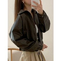 여성 가죽 라이더 자켓 중년 자른 모토 바이커 지퍼 2022 겨울 블랙 느슨한 한국