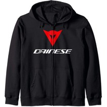 다이네즈 로고 레드 화이트 지퍼 후디, 남여공용, 검은색