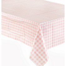 제이벌룬 파티 테이블보 비닐, 1개, 체크 핑크