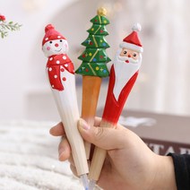 크리스마스 성탄절 트리 산타 눈사람 3타입 선물 사은품 판촉 트리 눈 볼펜 펜 판촉 나무 목각 연필