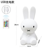 미피 수유등 무드등 토끼 조명 수면등 꽃 장미 아이방 조명등, USB 충전 토끼 28CM