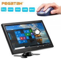 휴대용모니터 포터블 보조 듀얼 서브 모니터 10.1 인치 LCD HD 컴퓨터 미니 TV PC 디스플레이 2 채널 비디오 입력 휴대용 보안 스피커 HDMI VGA, Black_영국 플러그