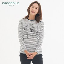[크로커다일레이디]CLBFTS206_캐쥬얼 스트라이프 라운드 티셔츠