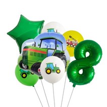이벤트 풍선 장식 7개대 굴삭기 트랙터 번호 풍선 건설 차량 호일 생일 파티 DIY 라텍스 공 장난감, 08 7pcs number8 set
