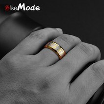 3만개 돌파 묵주 반지 ELSEMODE 티타늄 스틸 기독교 예수 편지 샤인 골드 컬러 약혼 결혼 남성 여성 손가락 보석 선물