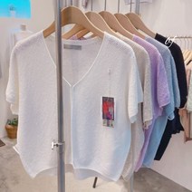 썸머 린넨 반팔 볼레로 홀가먼트 니트 가디건 vn 엠버 아이보리 베이지 소라 블랙 보라