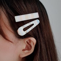 컬러 배색 여성 머리핀 집게핀 여성스러운헤어핀, 1개, 6  로시물방울사각집게핀 그린