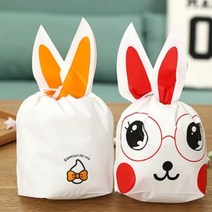 미니 토끼 선물 포장 비닐 주머니 봉투 생일 답례품 떡 간식 초콜릿 쿠키 백 케이스 어린이집 기념품, 제품선택, 특대-핑크윙크