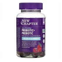 뉴쳅터 All-Flora Probiotic 플러스 Prebiotic Raspberry 1 Billion CFU 60 Gummies